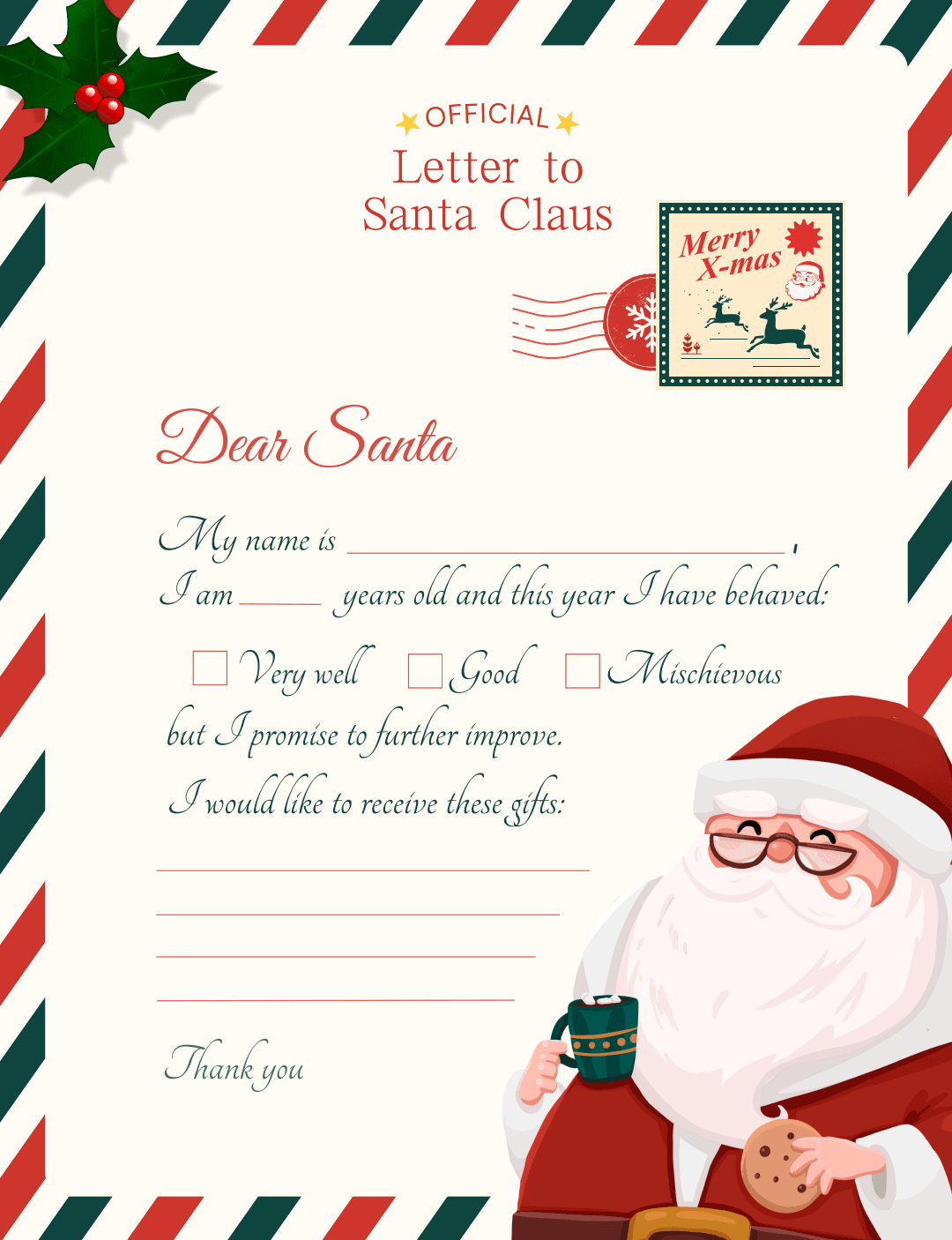 Preview of Red Classic Santa Letter