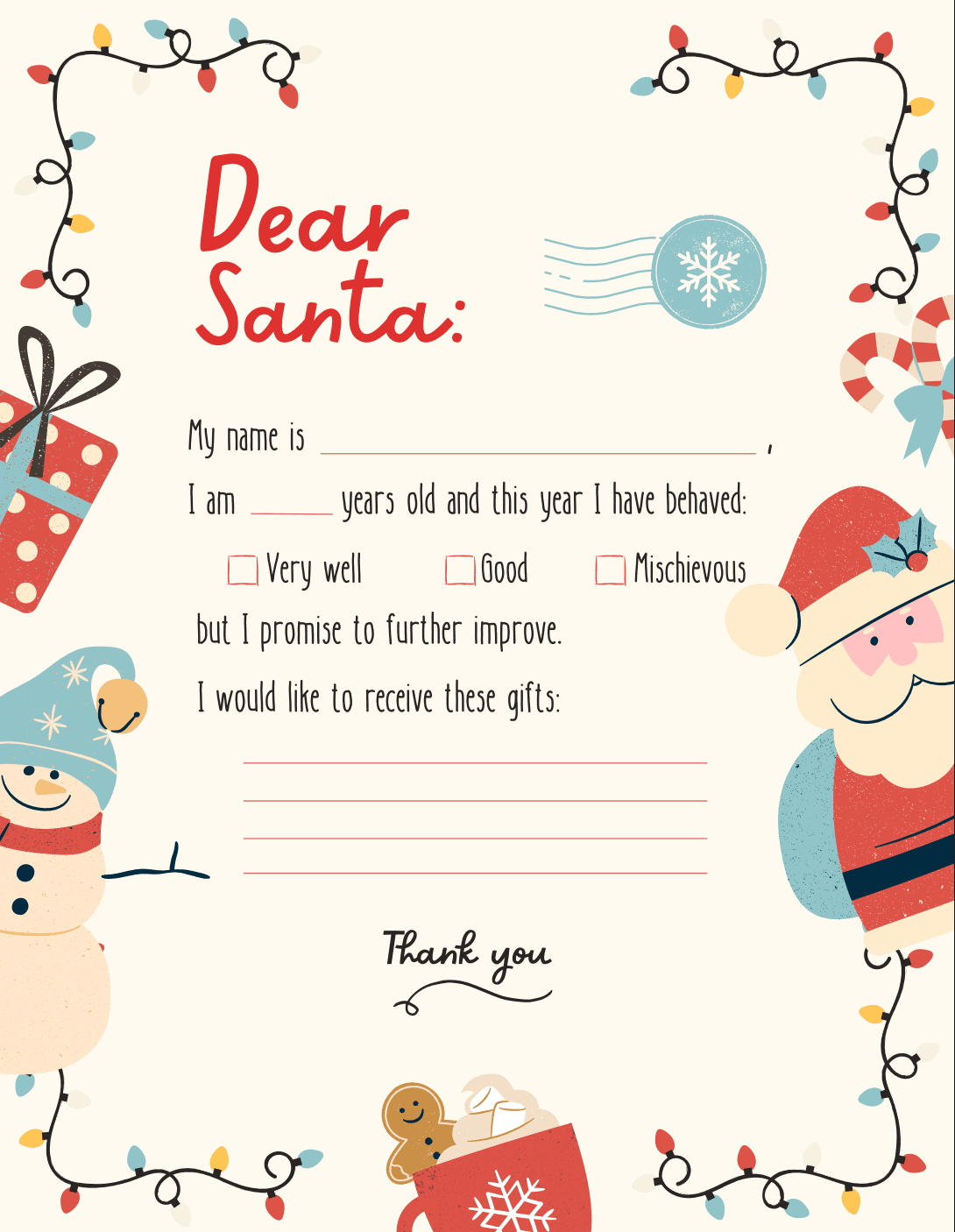 Preview of Red Cute Santa Letter